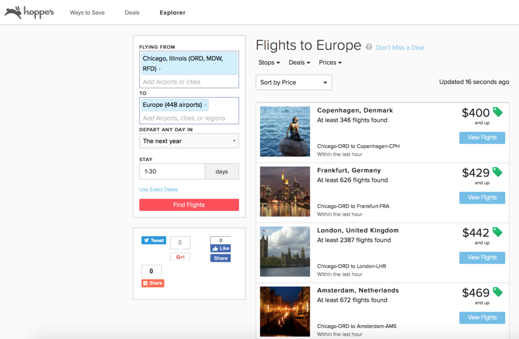 Hopper Flight Explorer cheap discount flight search tool Million Mile Guy