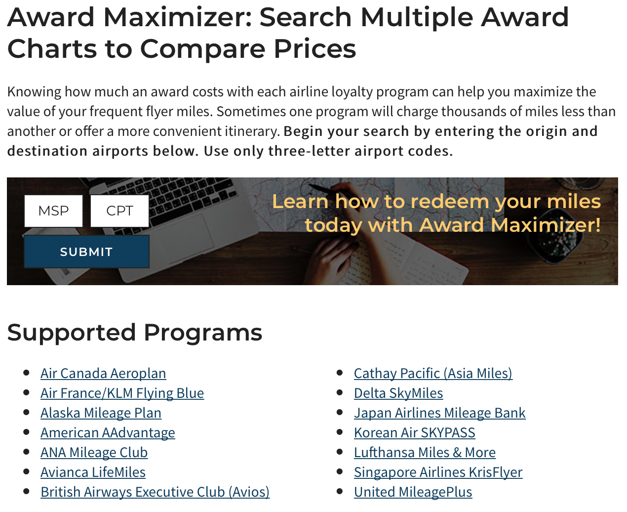 ravel Travel-Codex-award-search-tool