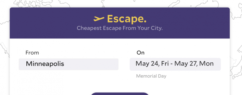 Escape:  New Website for Finding Cheap Flights