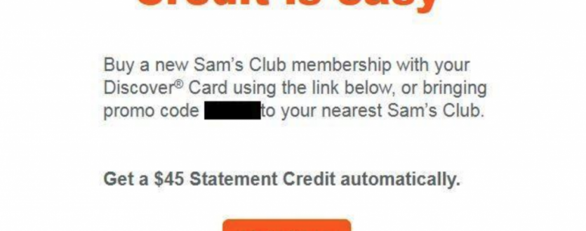 Discover: Buy Sam’s Club Membership ($45) and Get $45 or $25 Back
