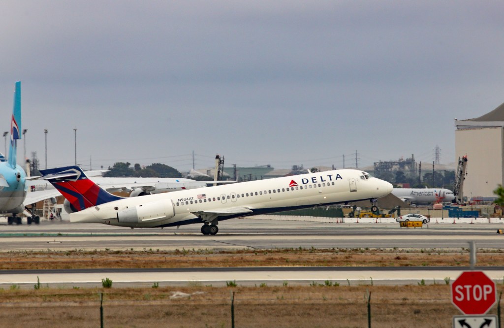 LOS ANGELES, CA - JULY 30: Delta Airlines Boeing 717 takes off from Los Angeles International Airport on July 30, 2017 in Los Angeles, California. (Photo by FG/Bauer-Griffin/GC Images)